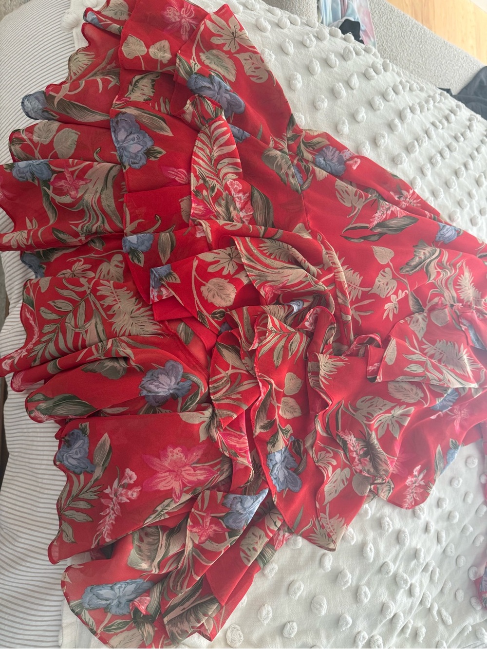 Wayf Red Floral High-Low Ruffle Tiered Maxi Dress - Picture 4 of 4